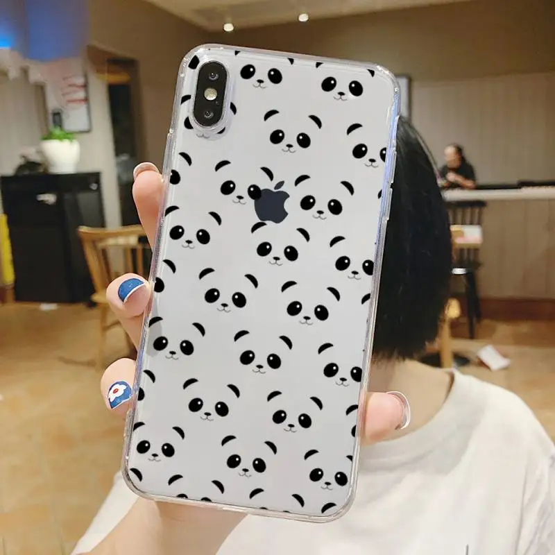 

Panda funny cute lovely animal bear Phone Case Transparent soft For iphone 5 5s 5c se 6 6s 7 8 11 12 plus mini x xs xr pro max