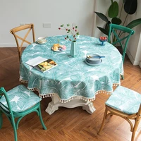 round tassels tablecloth waterproof oilproof tablecloth flowers grid table covers decor hotel restaurant dining room tablecloth