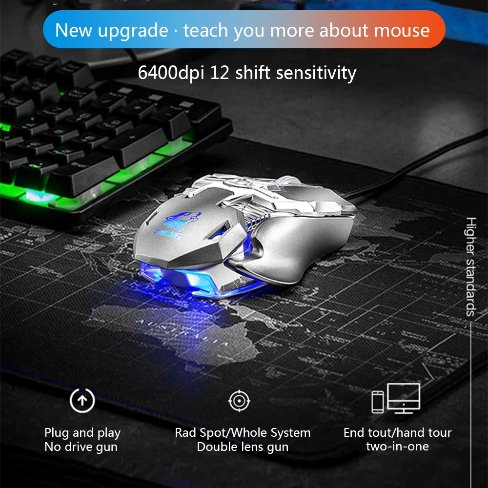 ZIYOULAN V15 профессиональная компьютерная игровая мышь USB Проводная эргономичная конструкция с подсветкой Макросъемка геймерская мышь для ПК ноутбука