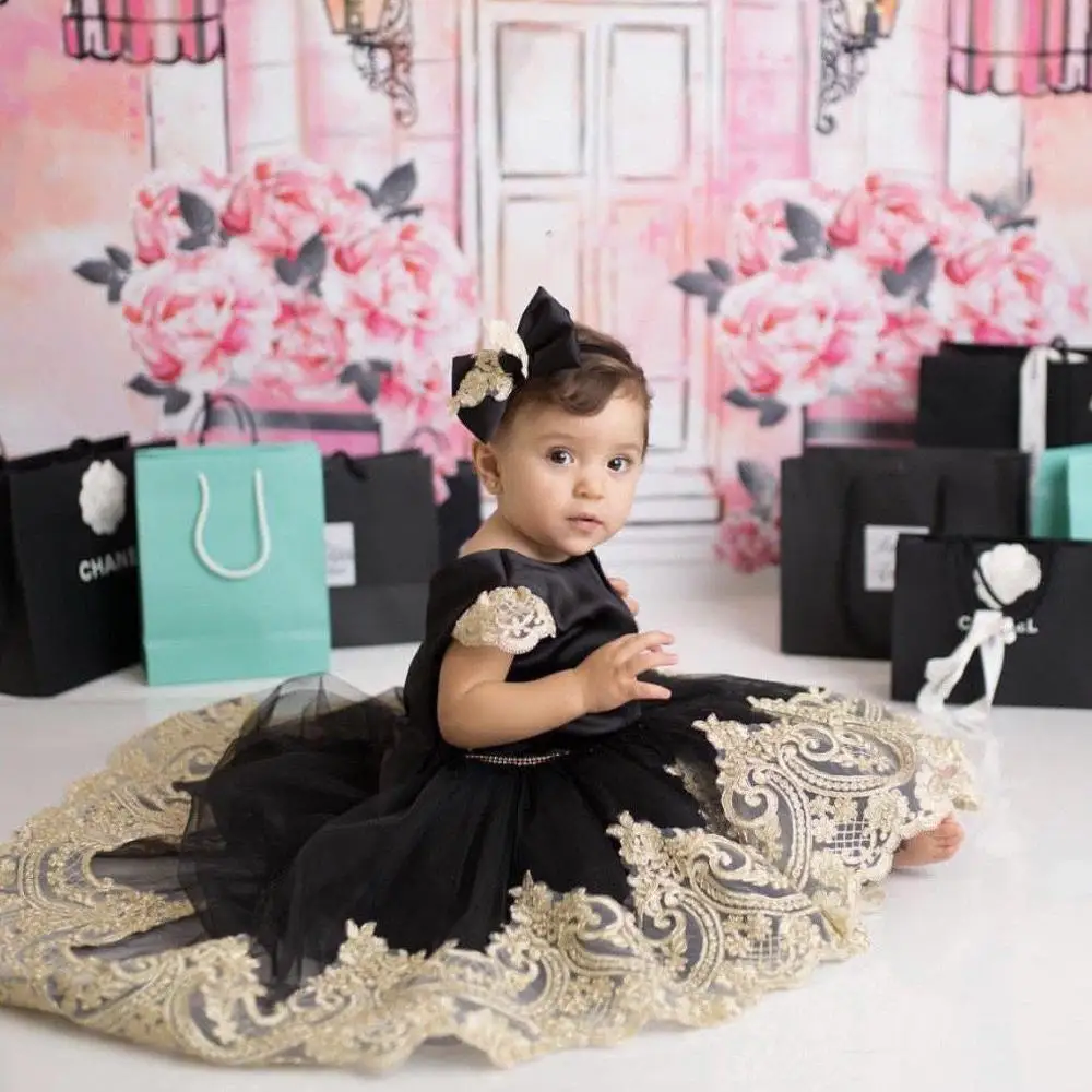 Свадебное платье для девочек черные платья первого причастия из тюля с круглым