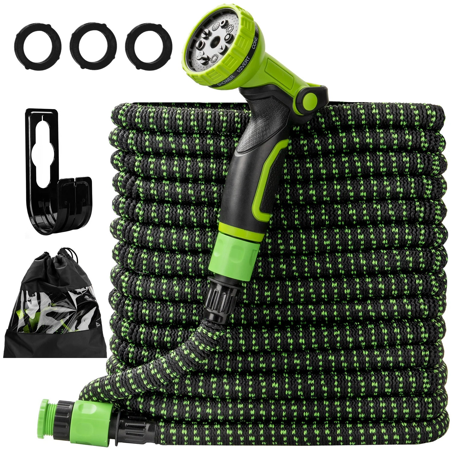 Гибкий садовый шланг растягивающийся магический с 10 функциями распылителя для