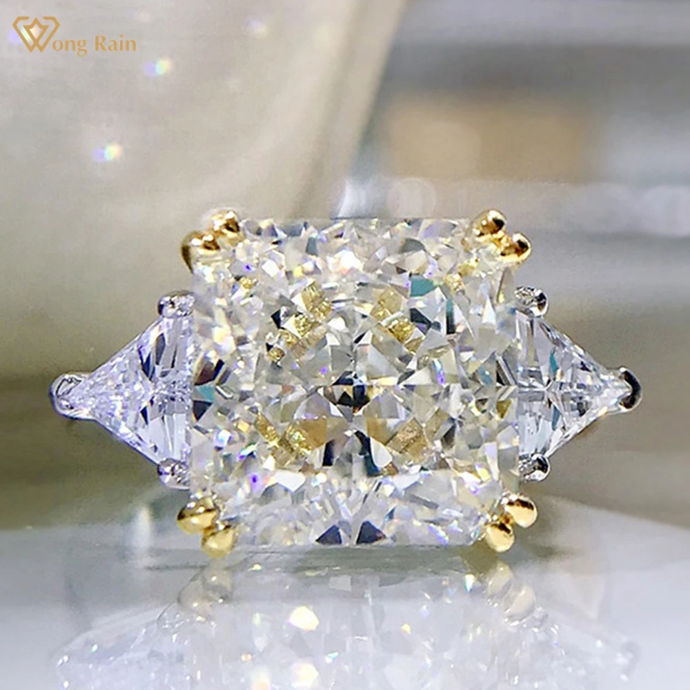 Wong Rain 100% Стерлинговое Серебро 925 пробы 10*10 мм G цвет создан Moissanite драгоценный