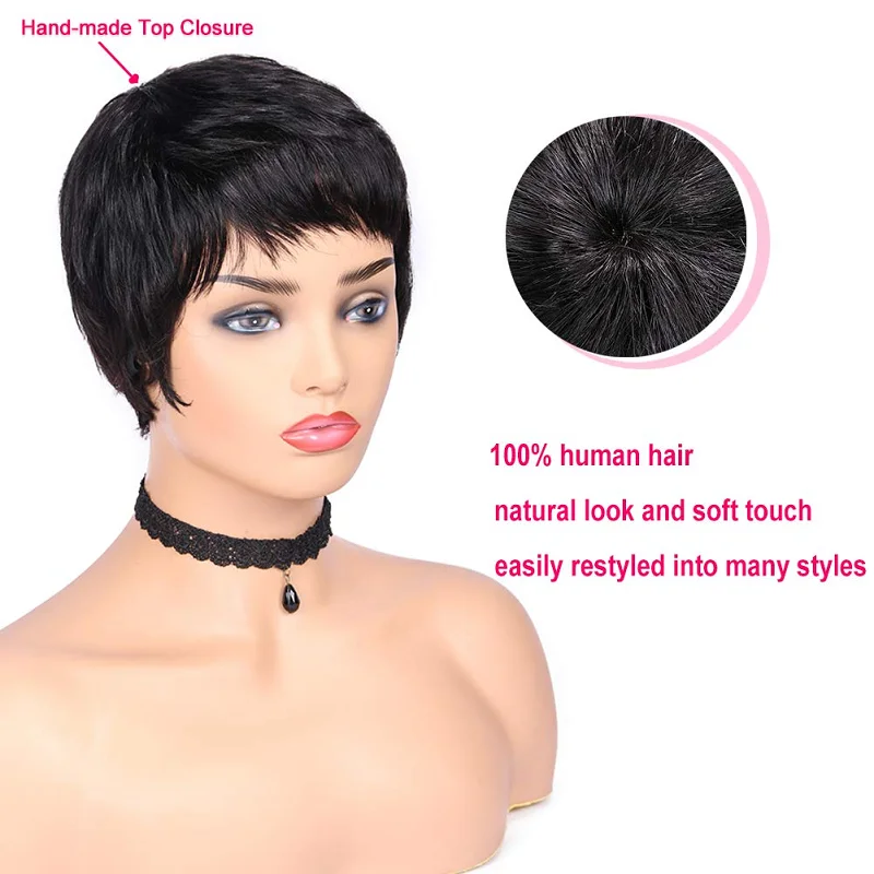 Парики Pixie Cut 150% плотность короткие кружевные передние человеческие волосы