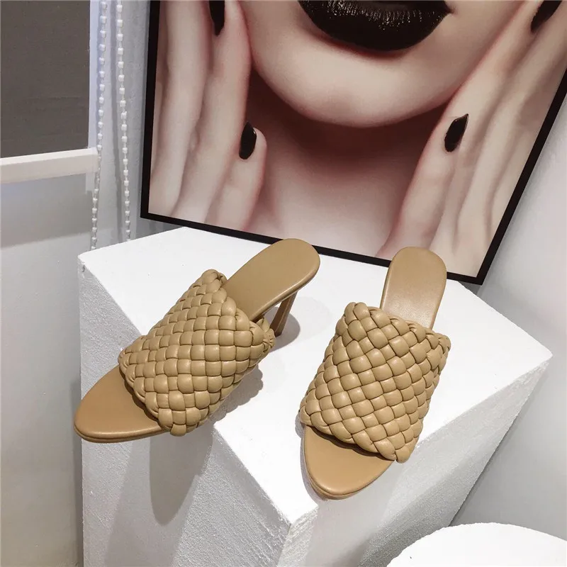 Yellow Sandals Casual Weave Hight Heels Women Blue Slippers Brand Sandles Summer Office Shoes Vrouw | Обувь