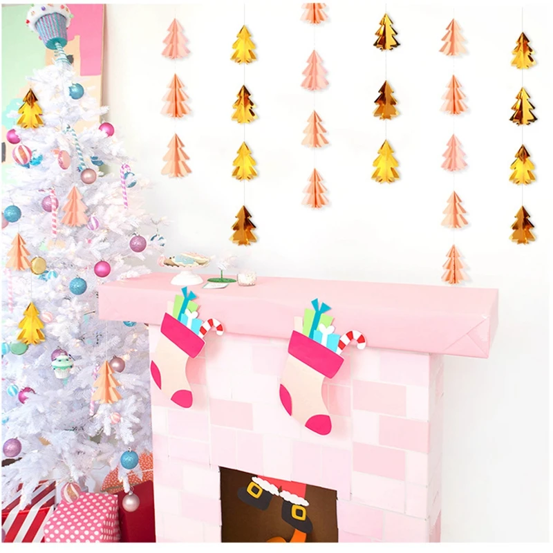 Набор из 2 трехмерных мини елка в форме бумажных струн Потяните Цветок Подвесные