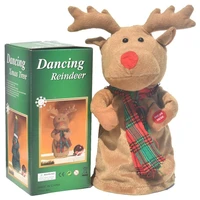 dancing reindeer electric plush elk santa claus doll toys with music christmas decoration for kids gift new year home ornaments