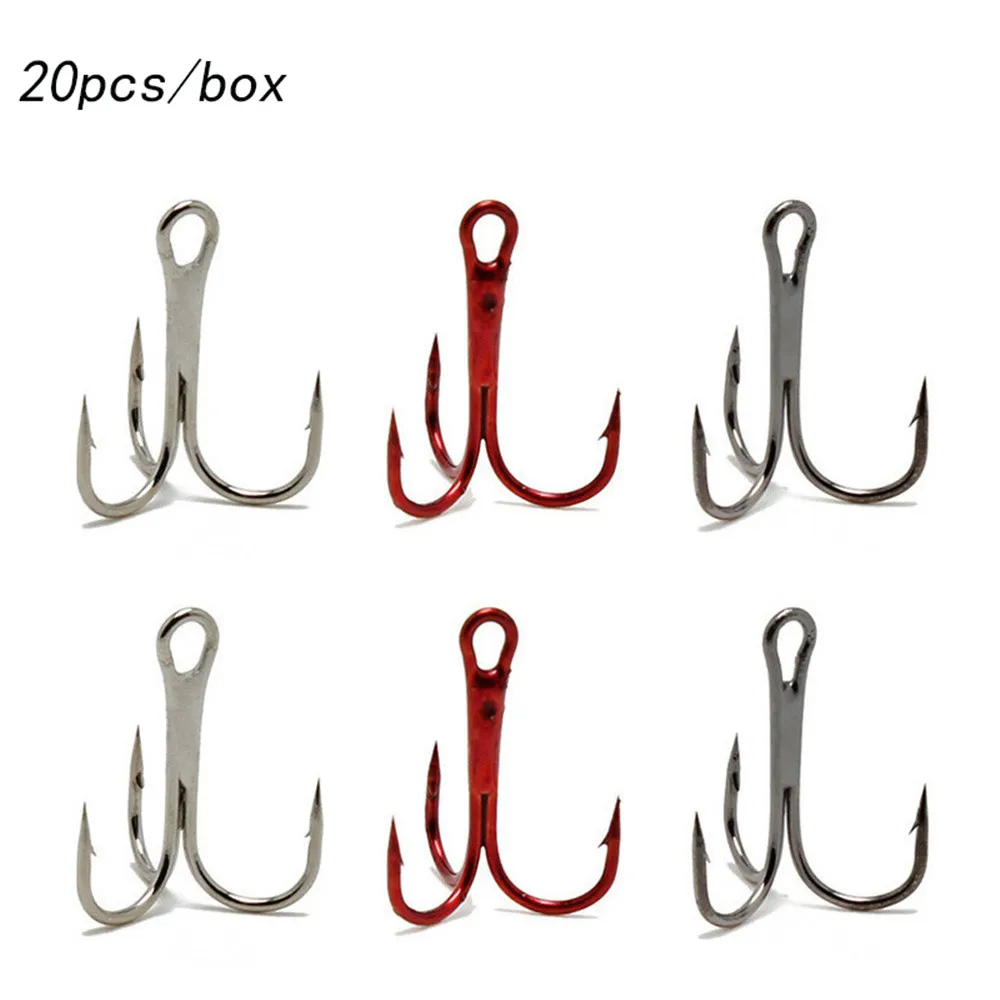 

20pcs/box Fishing Treble Hook High Carbon Steel Fishing Hook 2/4/6/8/for Lure Triple Hook Fishing Tackle 3color