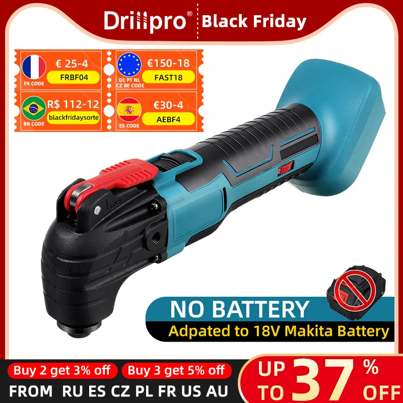 

Drillpro 6 Speeds Cordless Oscillating Multi Tool Variable Speed Adjustable Renovator Woodworking Tool For Makita 18V Battery