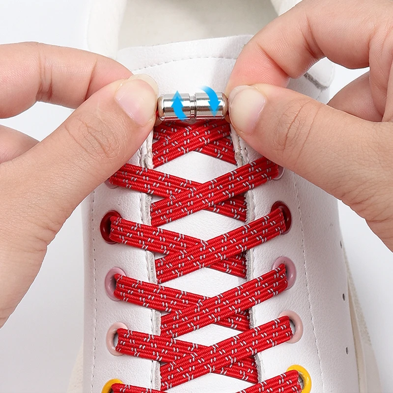 

Reflective Shoe Laces For Sneakers Elastic Shoelaces without tie Children Adult Night Run Lock Lazy Shoelace Flat 1 Pair