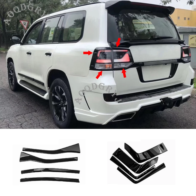 

Glossy Black Rear Taillight Molding Trim Strips Cover Fits For Toyota Land Cruiser LC200 2016-2020