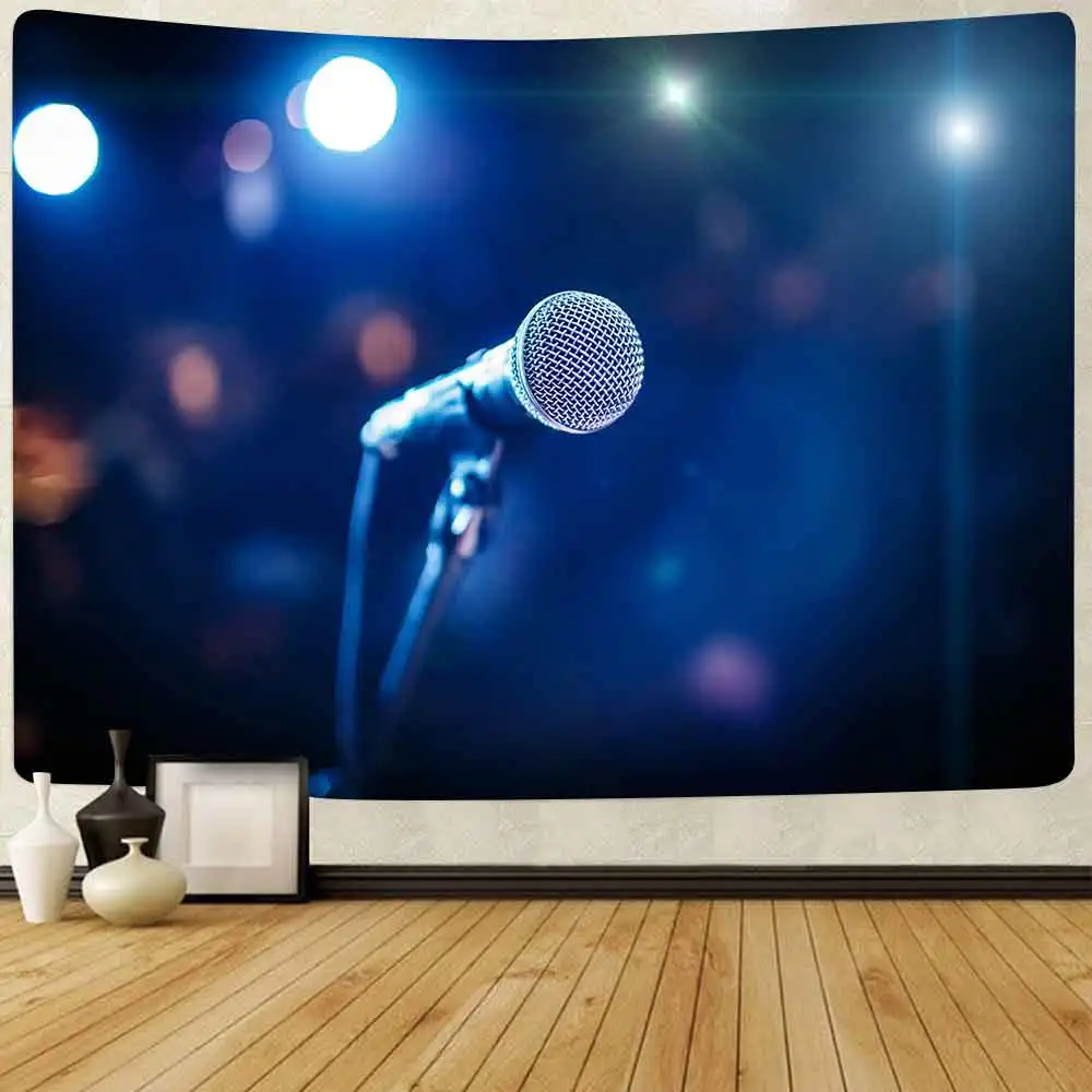 Микрофонный музыкальный гобелен сжигающая гитара искусство настенные подвесные