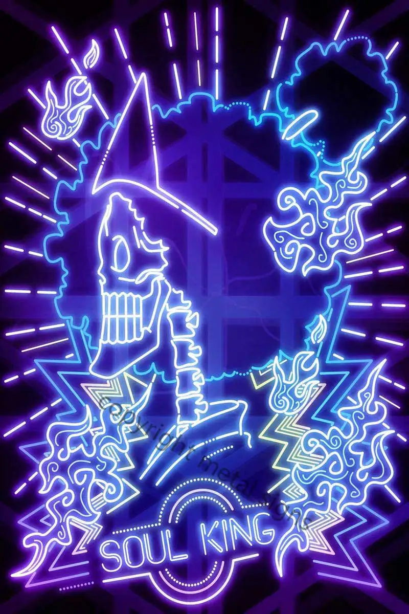 

Неоновый постер Soul King, светящийся Настенный декор, ретро винтажная металлическая вывеска, жестяные пластины, неоновая вывеска для клуба, му...