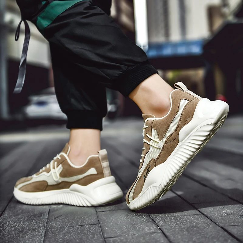 

New Men Sneakers 2021 Spring New Thick-soled Increased Wear-resistant Sole Men's Shoes Mesh Running Shoes Zapatos De Hombre