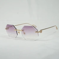 vintage rimless diamond cutting sunglasses men oculos new lens shape shade metal frame clear glasses for women