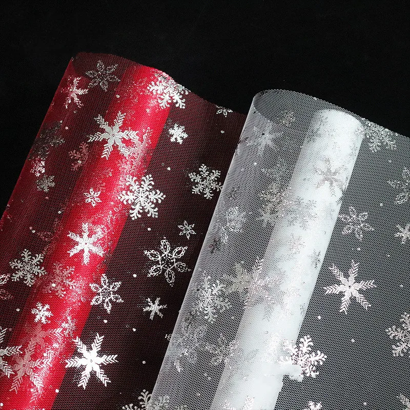 5 ярдов/серия серебро горячего тиснения Снежинка упаковочная бумага для цветов