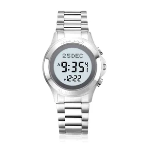 Исламские часы Кибла для всех мусульманских харамеен азан wristch с молитвенным временем HRM Рамадан часы из нержавеющей стали 100% оригинал