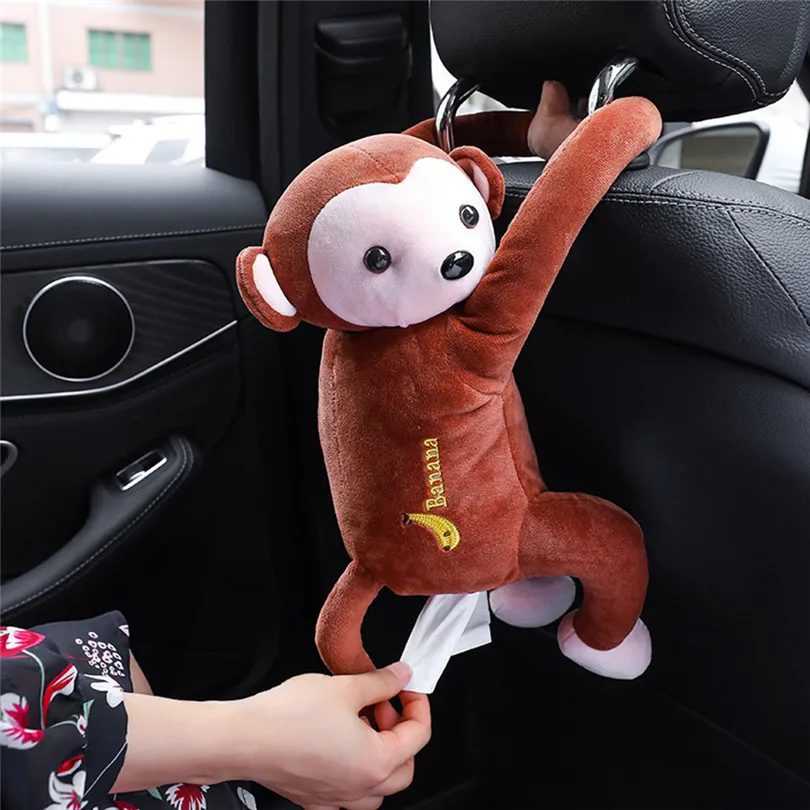 Cartoon Tissue Box Cover Case Napkin Holder Plush Car Monkey Animal Hanging Decor Wedding | Дом и сад