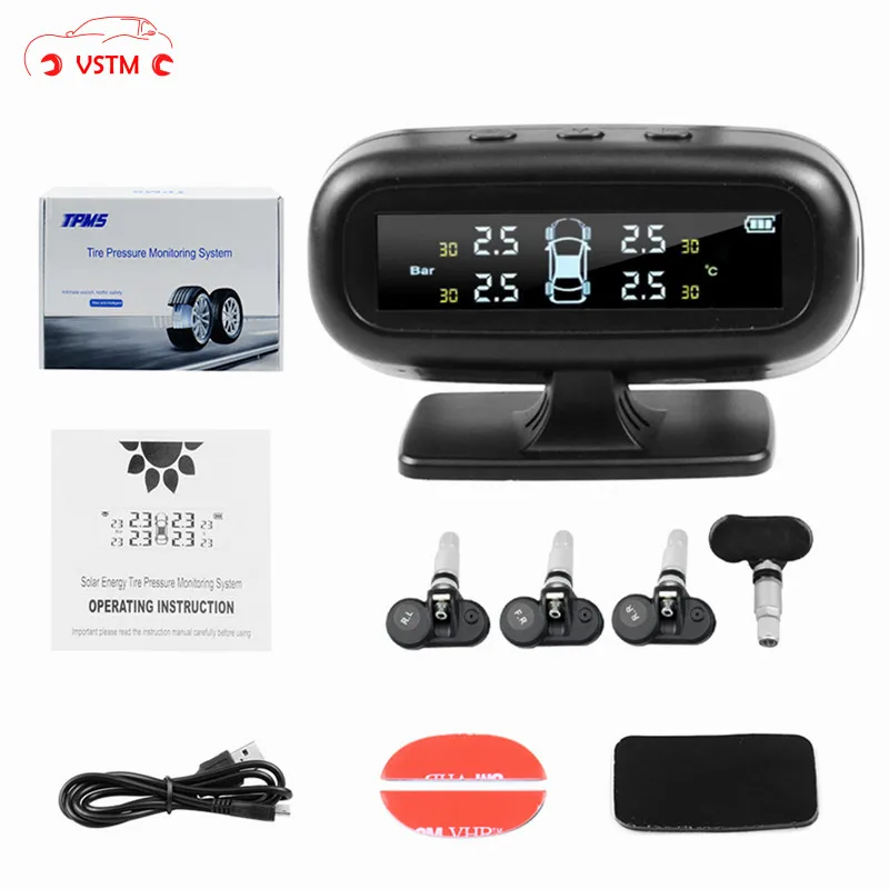 

Система контроля давления в шинах Visture, датчик температуры с 4 внутренними и внешними датчиками, на солнечной батарее