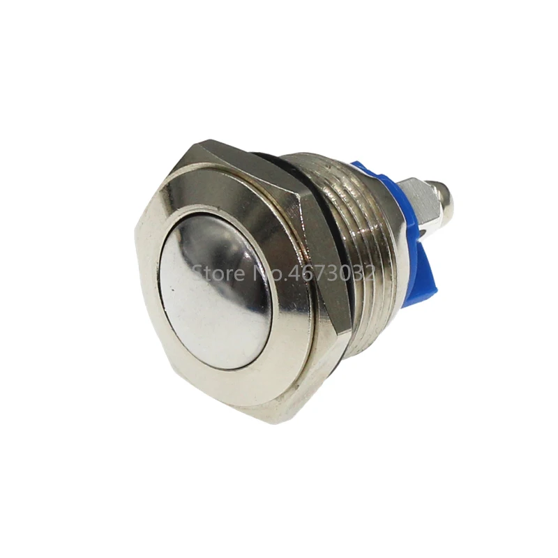 Металлический кнопочный переключатель 16 мм IP67 водостойкая никелированная