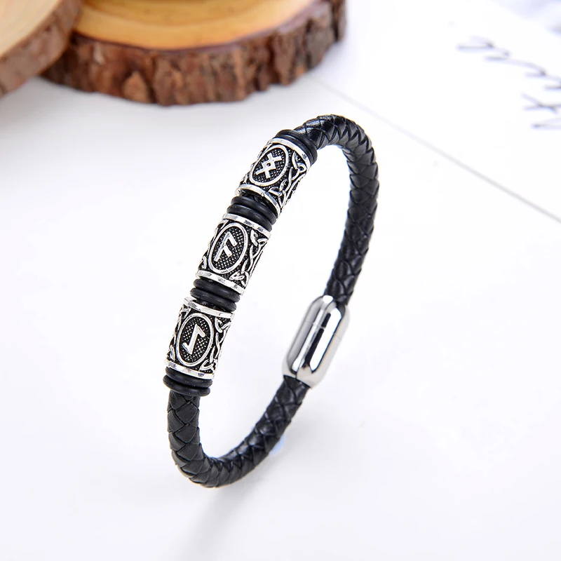 Браслет-амулет Викингов с рунами и ароматерапией из нержавеющей стали 316L для мужчин и женщин.