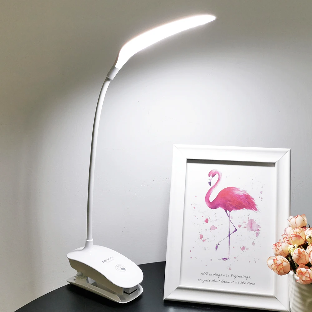 Настольная лампа перезаряжаемая затемняемая Светодиодная настольная прищепка