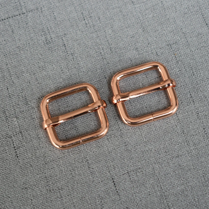 1 Piece 20mm Rose Gold Metal Accessories DIY Shoulder Leather Bag Strap Belt Web Rectangle Adjust Tri-glide Pin Buckle Slider