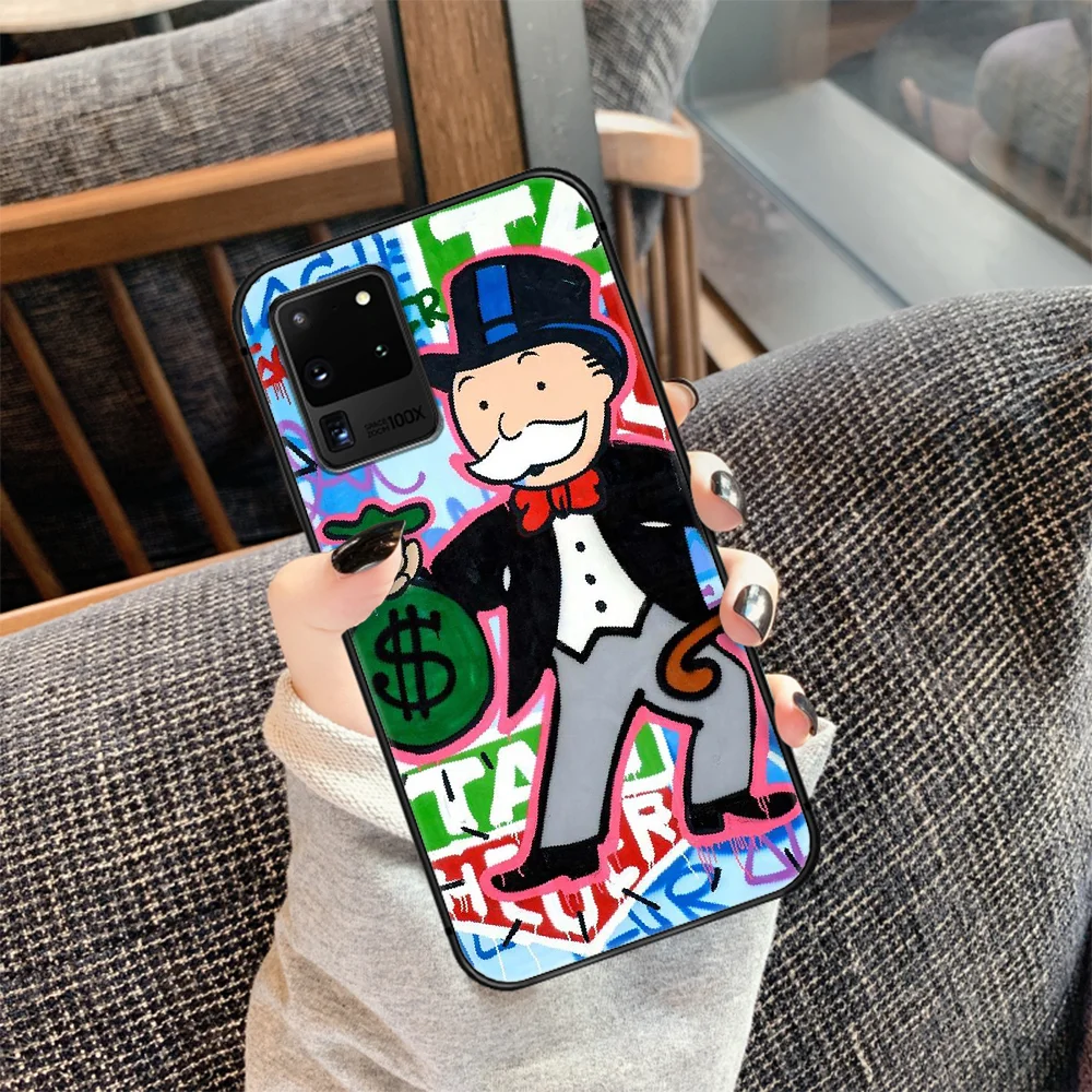 

cartoon Alec Monopoly Aesthetic Phone Case Cover Hull For Samsung Galaxy S 7 8 9 10 e 20 FE edge uitra plus Note 9 10 20 black