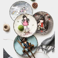 chinese round bone steak creative embossed plate high end gifts home snacks decoration fruit salad plate restaurant tableware
