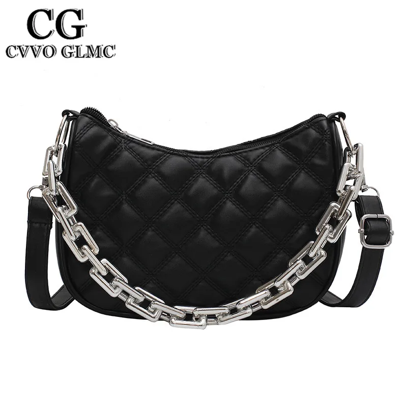 

Cvvo Glmc Thick Chain Embroidery Design Small PU Leather Underarm Crossbody Shoulder Bags for 2021 Fashion Ladies Handbags