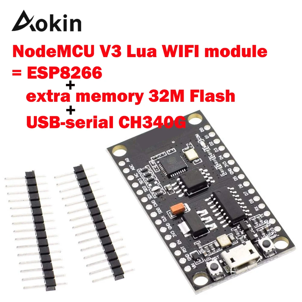 Nodemcu V3 Lua Wifi модуль интеграции Esp8266 дополнительная память 32m Flash Usb-serial Ch340g подходит