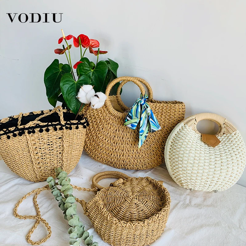 Соломенные сумки для женщин лето 2019 повседневная плетеная пляжная дорожная