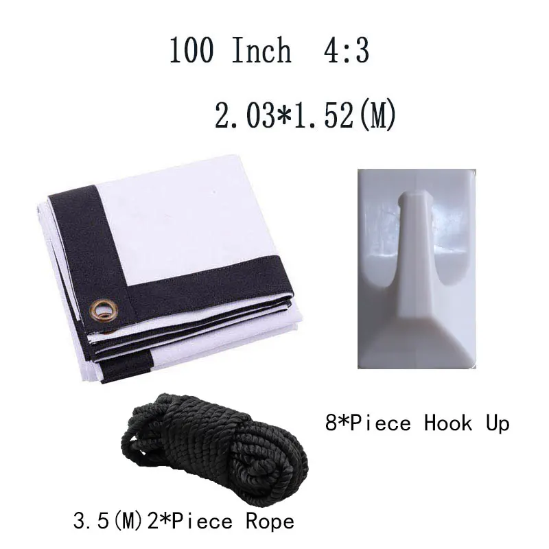

Thinyou 100inch 4:3 Fabric Matte White Portable Folded Projection Screen Synthetic soft curtain Material with eyelets
