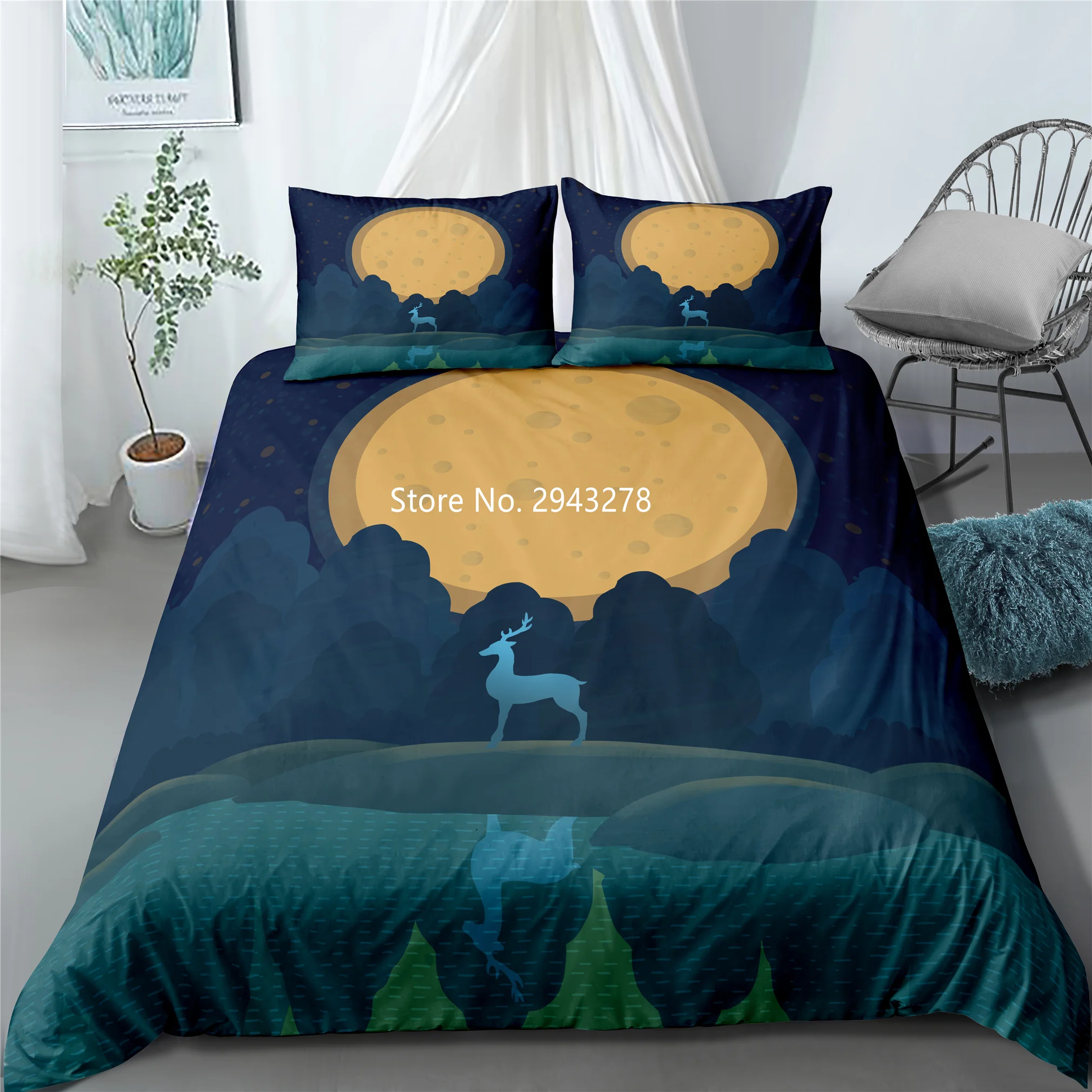 

Simple Landscape Series Design Blue Duvet Bed Cover Pillowcase Bedding Set Children Adult Bedroom Decoration Home Textile