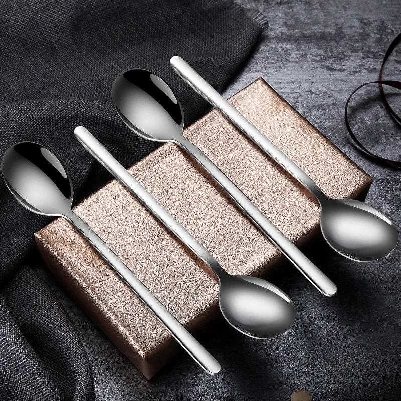 Длинной ручкой Нержавеющая сталь ложки Мороженое десерт чайная кофейная ложка