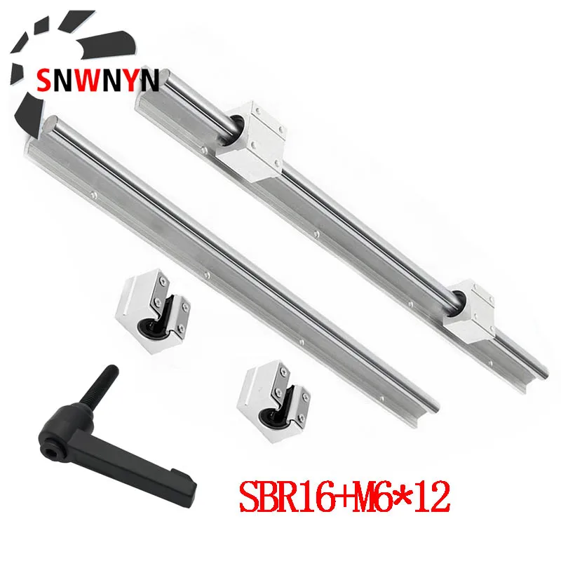 

2pcs SBR16 Linear Guide Rail + 4pcs SBR16UU Linear With M6 Handle Bearing Blocks Fully Slide Support For CNC Engraving Machine