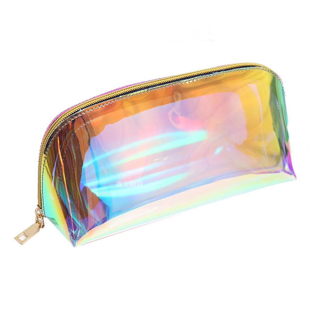 Fashion Laser Magic Color TPU Cosmetic Bag Private Label Custom Transparent Bag Waterproof Convenient Ladies Clutch