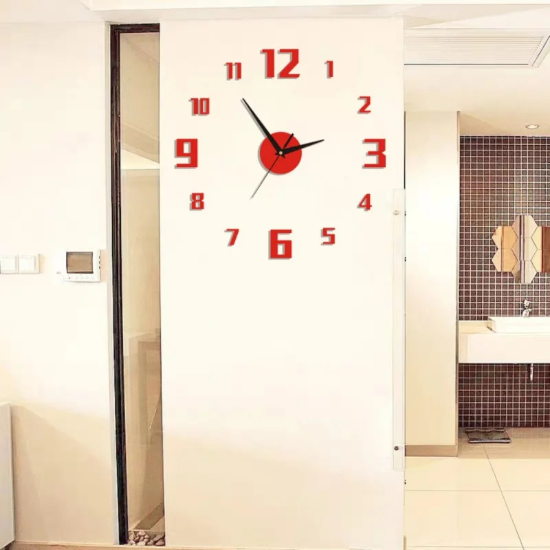 Цифровые маленькие часы сделай сам красные/современные зеркальные настенные с