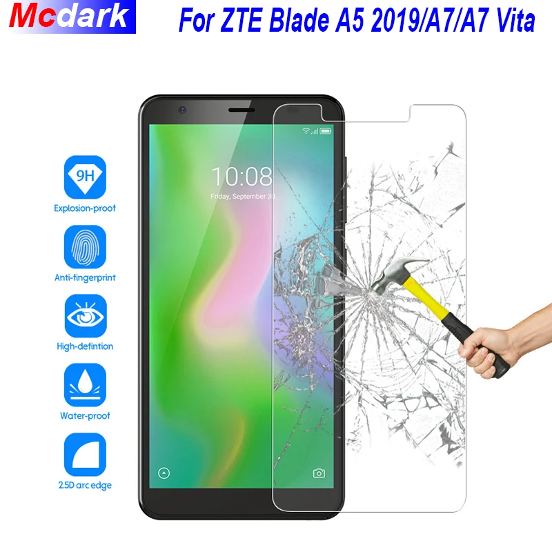 Закаленное стекло для ZTE Blade A7/A7 Vita Защитная пленка экрана A5 2019 стеклянная Легкая установка телефона|Защитные