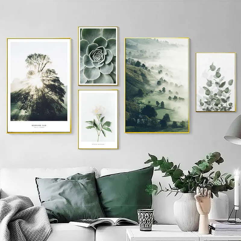 Горный озеро отражение картина природа Пейзаж Плакат в скандинавском стиле