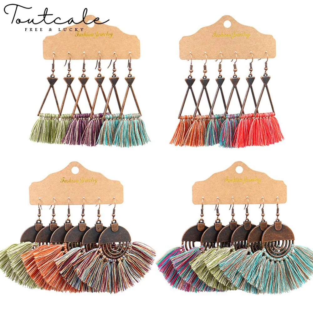 

TOUTCALE Boho Vintage Long Tassel Dangle Drop Earrings For Women Ethnic Party Earrings Sets Ornament Charm Jewelry Accessories