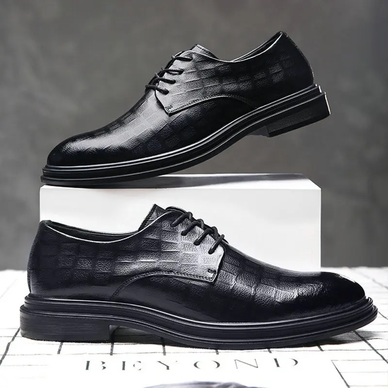 Мужские деловые туфли черные повседневные оксфорды с острым носком на плоской