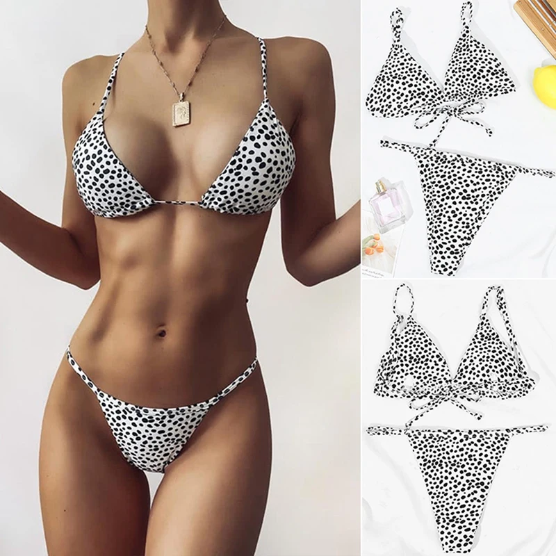 

Купальник-бикини женский с леопардовым принтом, пикантный купальник в бразильском стиле, стринги, пляжная одежда, на лето