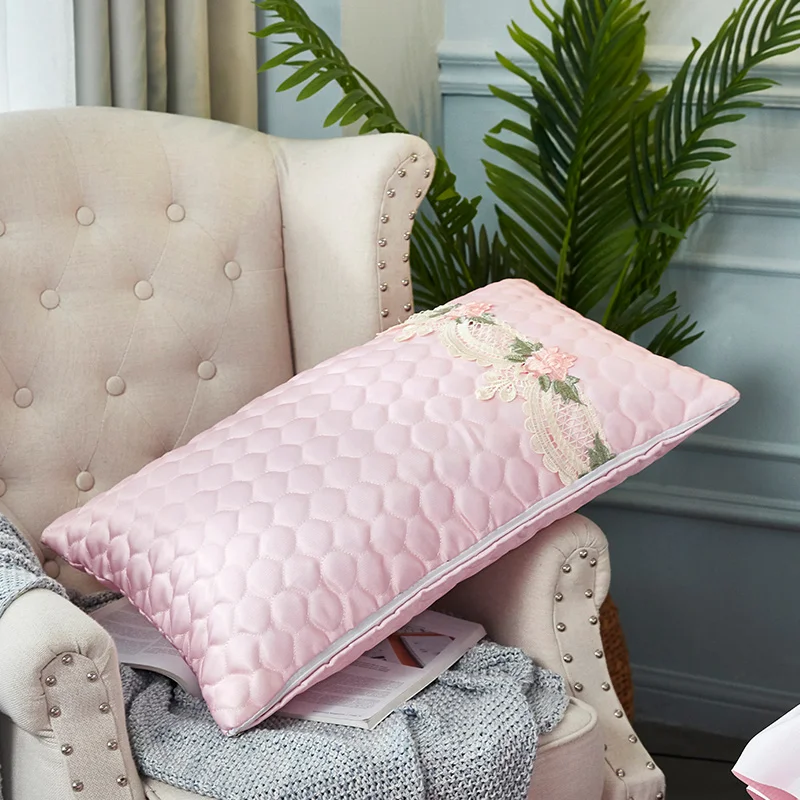 

Pink Gray Blue Breathable Quilting Printed Lace Bedspread Coverlet Bed Cover Set Ice Silk Summer Cool Pad With Pillowcase 3PCS