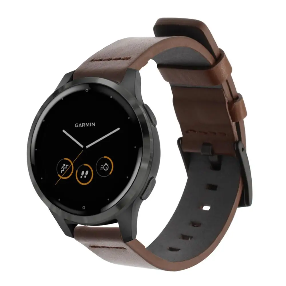 Итальянский кожаный ремешок для наручных часов Garmin Vivoactive 4 4S / Vivomove 3 3S HR/Benz Luxe Style