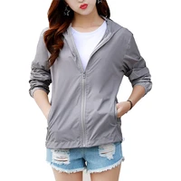 2021 summer autumn thin sun protection clothing jackets women causal sport jackets zipper lightweight breathable hooded coat