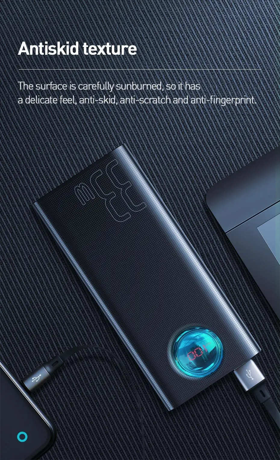 Baseus, 30000 мА/ч, зарядное устройство USB C PD3.0, быстрая зарядка, 3,0, 30000 мА/ч, портативное Внешнее зарядное устройство для Xiaomi Mi