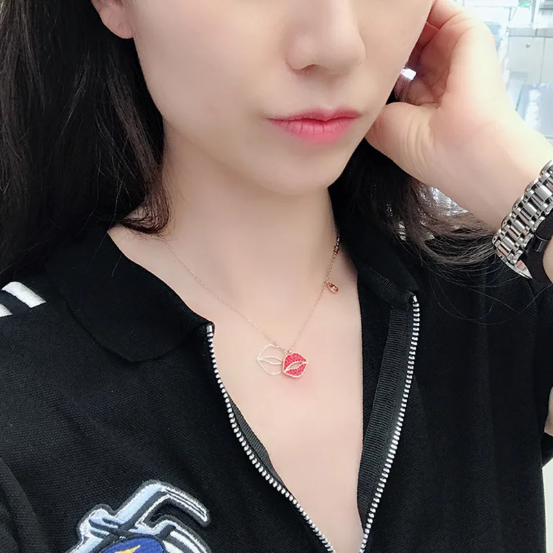 

SWA Fashion Accessories High Quality Exquisite Lipstick Red Lip Shape Women's Pendant Necklace Set Series Best Gift For