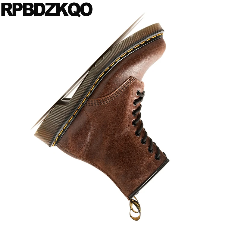 Японские повседневные ботильоны из натуральной кожи на шнуровке спереди осенняя