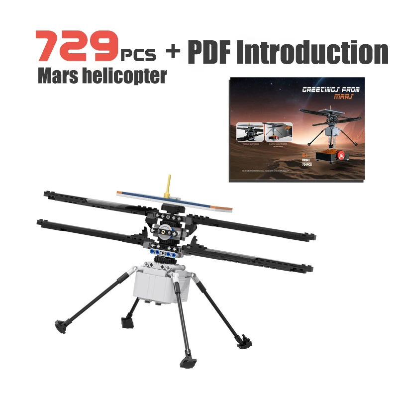 

New High-Tech Mars Helicopter Blocks Creative Space Series Moc Aircraft Martian Rover Model Imperial Shuttle Bricks Children Toy