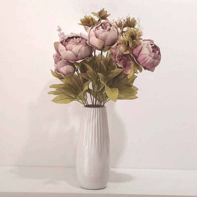 1 шт. 3 головки пиона имитация цветка Европейский стиль корд пионы цветы для дома